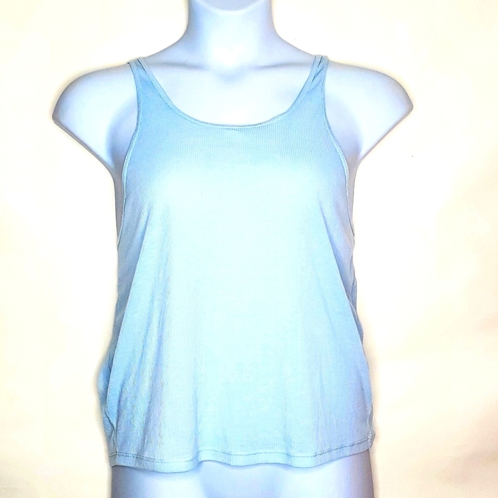 Prana Women's Arbor Tank Top Size S Blue Low Back with Ties Oversized‎ Beach